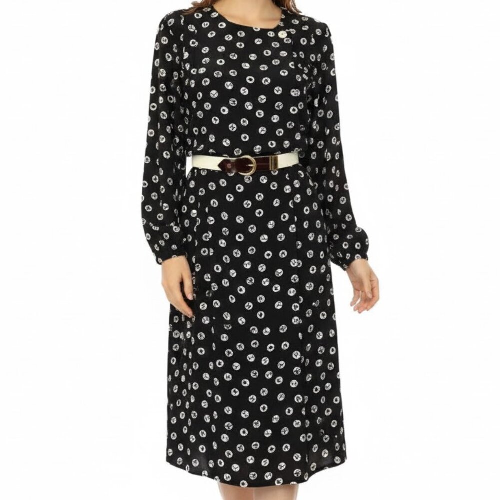 Vintage 90s Liz Claiborne Black Print Dress